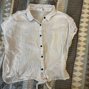 Rayon white button up shirt